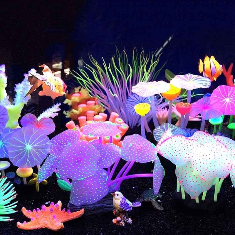 Aquarium Plants Live - ซิลิโคนเรืองแสงตกแต่งตู้ปลา ปลาประดับ ปะการังเรืองแสง ดอกทานตะวัน ดอกไม้ทะเล ตกแต่งใต้น้ำสำหรับตู้ปลา