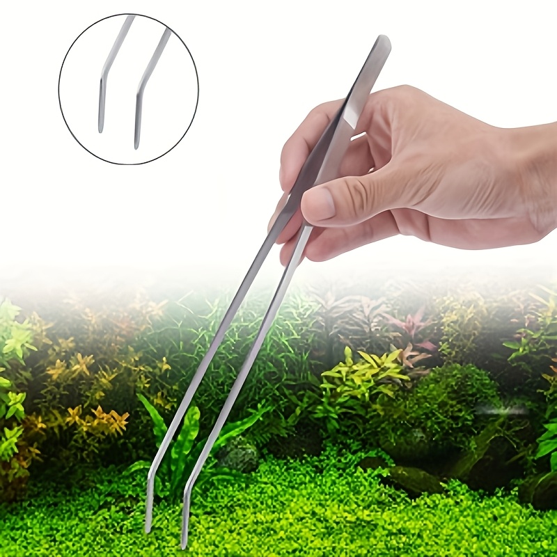 Planted Aquarium Cleaning - แหนบสแตนเลสสำหรับจับวัชพืชในน้ำ, แหนบโค้งสำหรับตู้ปลา, อุปกรณ์ทำความสะอาดตู้ปลา