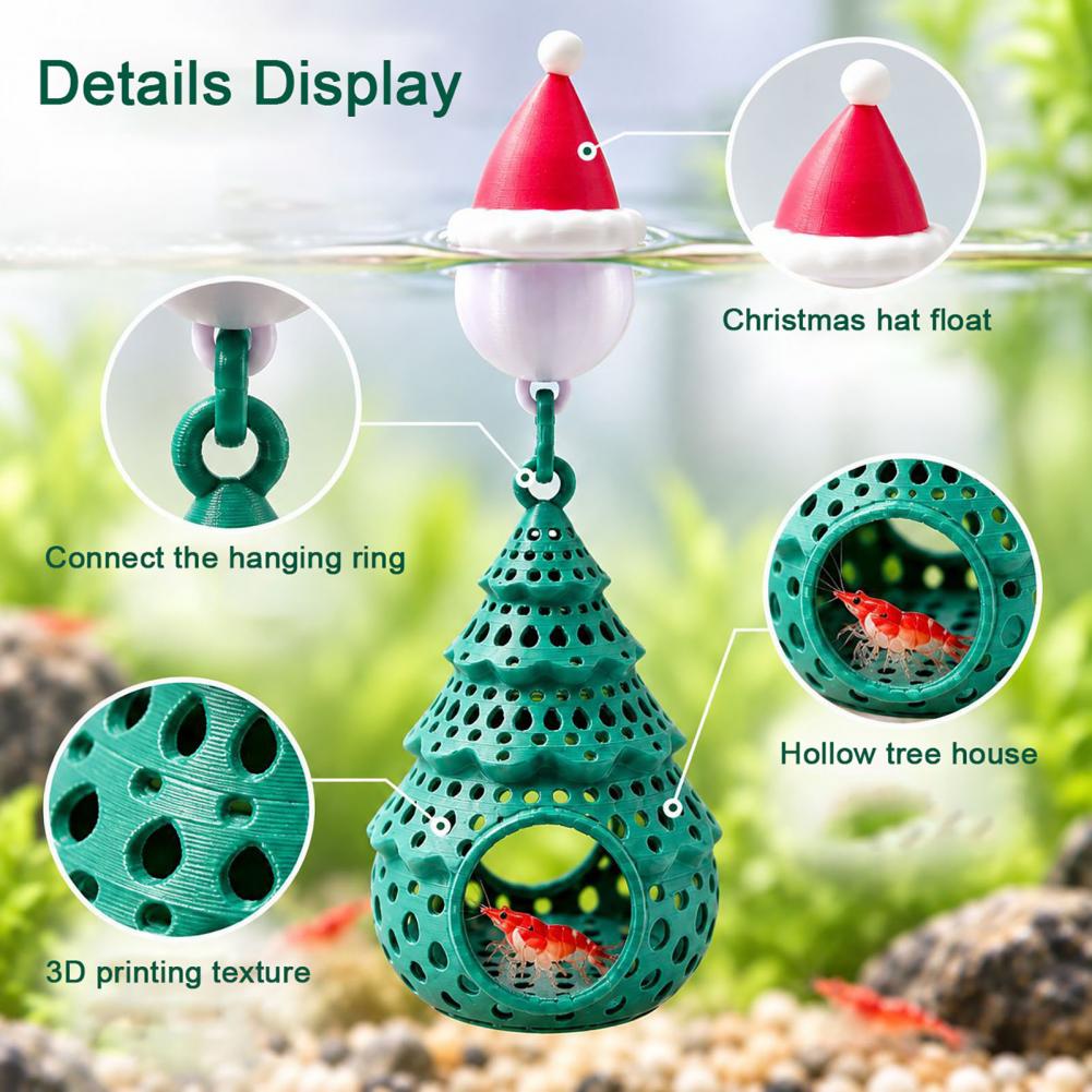 Aquarium Moss - ของตกแต่งตู้ปลาแบบลอยน้ำ สำหรับจัดภูมิทัศน์ตู้ปลา ต้นคริสต์มาสประดับตู้ปลา พร้อมซานต้าสำหรับเทศกาล