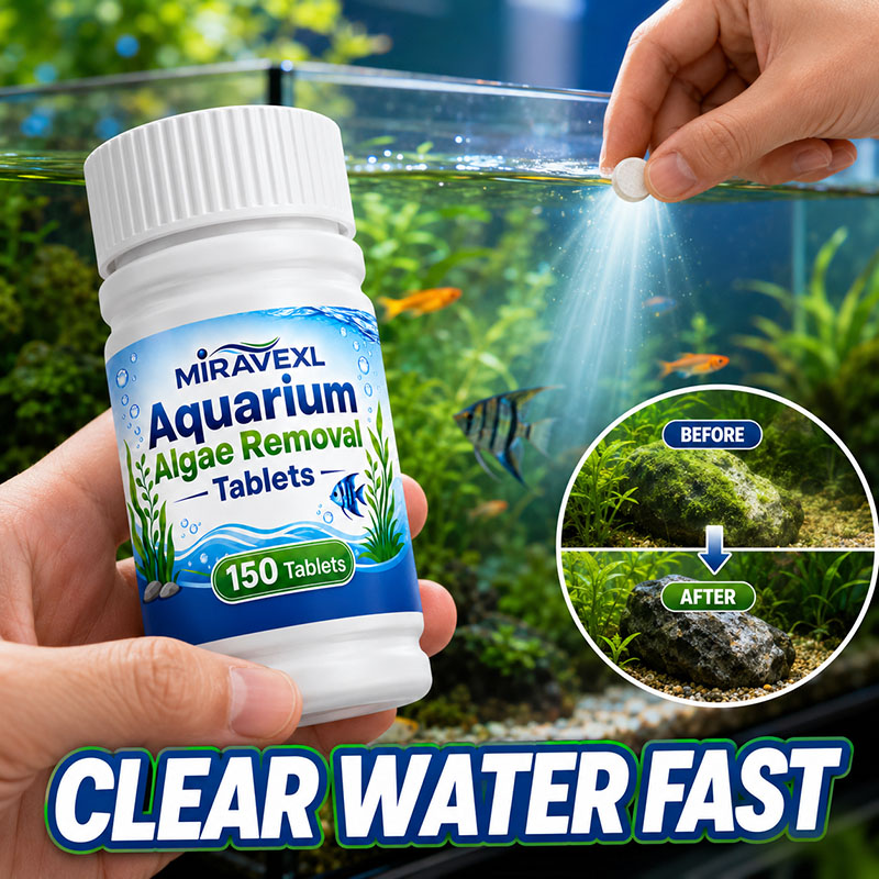 Aquarium Liquid Carbon - เม็ดกำจัดตะไคร่น้ำในตู้ปลา MIRAVEXL 150 เม็ด, ยาฆ่าตะไคร่น้ำที่ปลอดภัย, ช่วยให้น้ำใสขึ้นอย่างรวดเร็วสำหรับปลาในน้ำจืดและพืชน้ำ